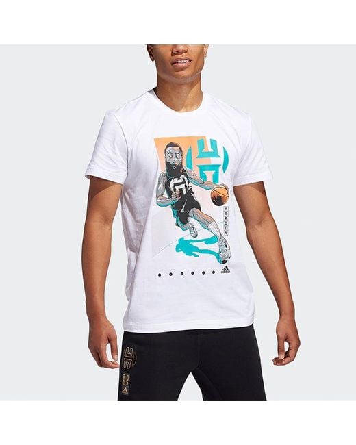 Adidas White Printed Short Sleeve Tee for men