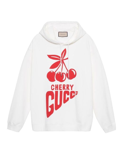 Gucci White Cherry Cotton Sweatshirt 'Ivory' for men