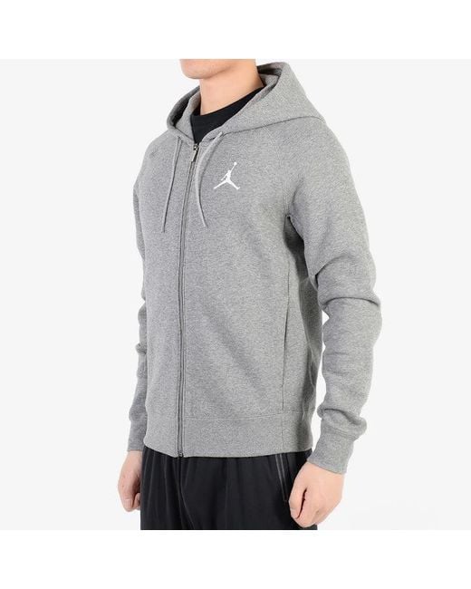 Nike Gray Sports Hooded Long Sleeves Zipper Logo Jacket for men
