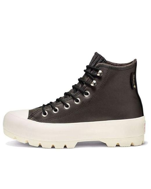 Converse Black (Wmns) Chuck Taylor All Star Lugged Waterproof Leather High Top Thick Sole