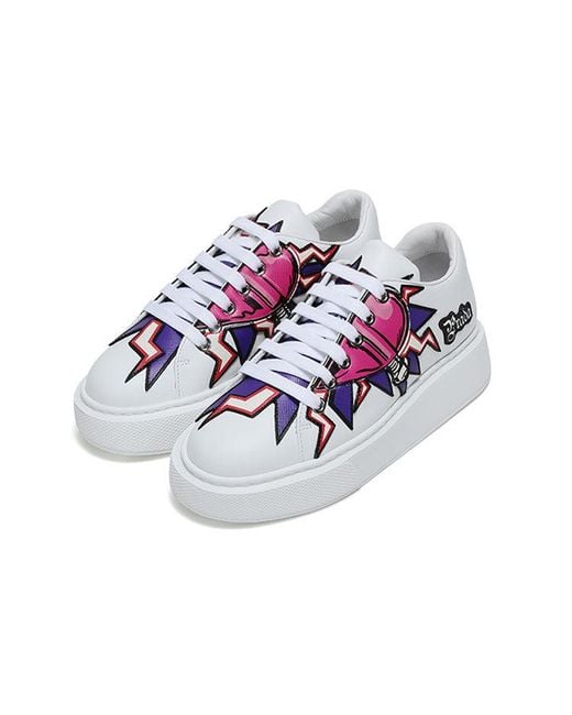 Prada Blue (Wmns) Graphic Heart Platform Sneakers Multi-Color'
