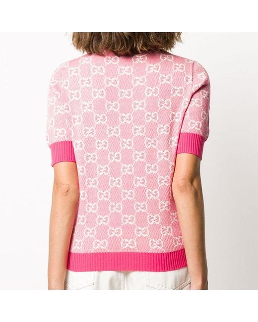 Gucci Pink (Wmns) Gg Wool-Blend Pearl Cotton Sweater For