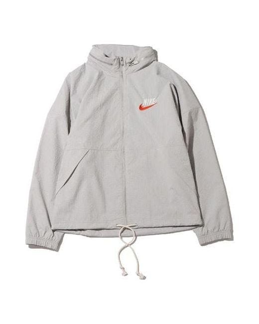 Nike Gray Sportswear Alphabet Logo Woven Jacket Light Mineral for men