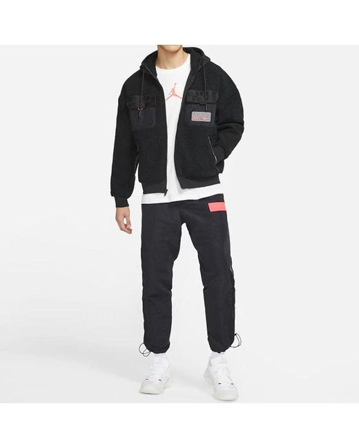 Nike Black Zipper Fleece Windproof Stay Warm Hooded Jacket for men