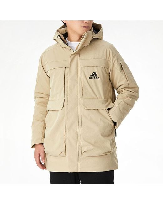Adidas Natural Big Pocket Pk Stay Warm Mid-Length Cargo Down Jacket for men