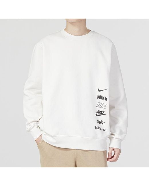Nike White Multi-Label Logo Sweaters for men