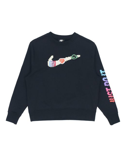 Nike Blue (Wmns) Sportswear Logo Fleece Crew Sweatshirt Multi'