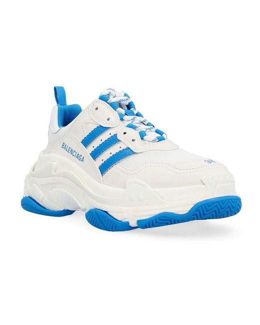 Balenciaga Blue Sneakers Adidas Triple S Donna Tessuto Bianco/Ciano