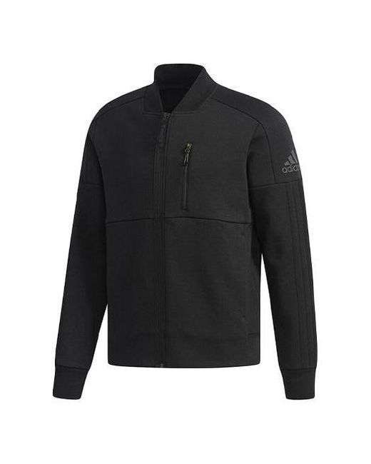 Adidas Black Solid Color Casual Sports Knit Zipper Jacket for men