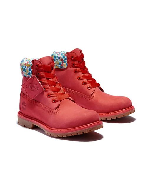 Timberland Red Made With Liberty Fabrics 6 Inch Boots