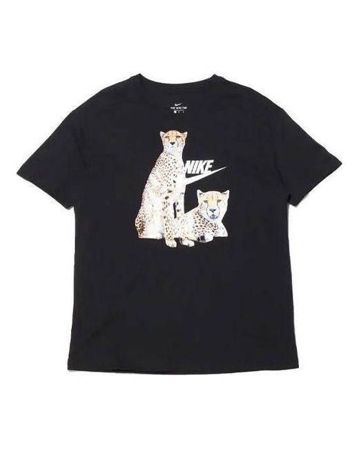 Nike Black (Wmns) Round Neck Printing Casual Sports Short Sleeve