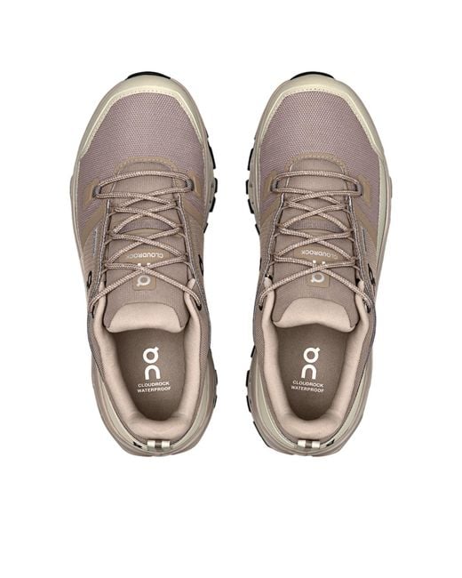 On Shoes Brown Cloudrock Low Wp 'Cinder Fog' for men