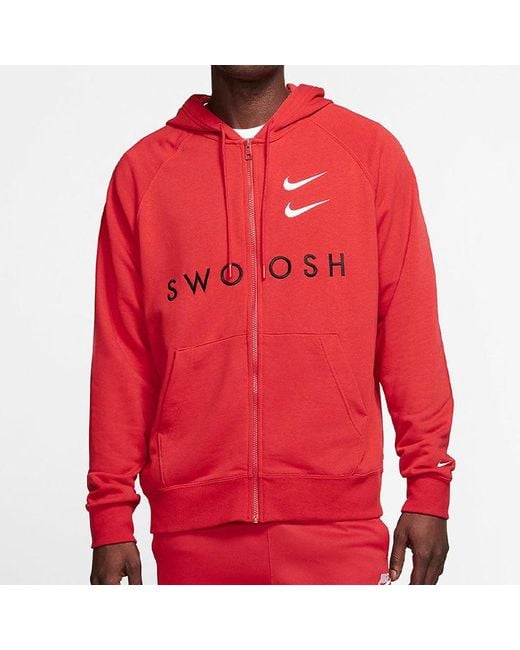 Nike Red Zipper Hooded Sports Jacket for men