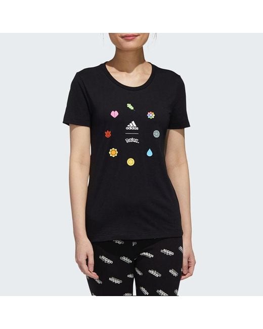 Adidas Black (Wmns) X Pokemon Crossover Printing Training Sports Short Sleeve
