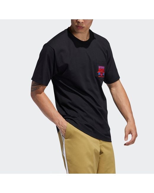 Adidas Black Originals Casual Sports Pocket Round Neck Short Sleeve for men