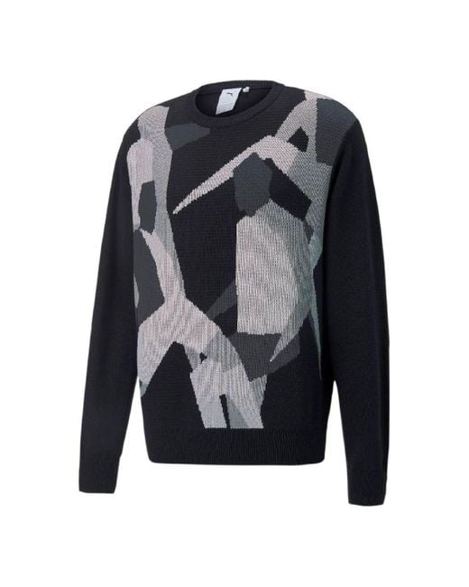 PUMA Blue Players Lounge Knit Crew Neck for men