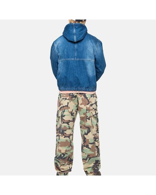 Stussy Blue Denim Sherpa Work Jacket for men
