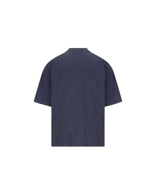 Balenciaga Blue Varsity Logo Short Sleeve T-Shirt for men