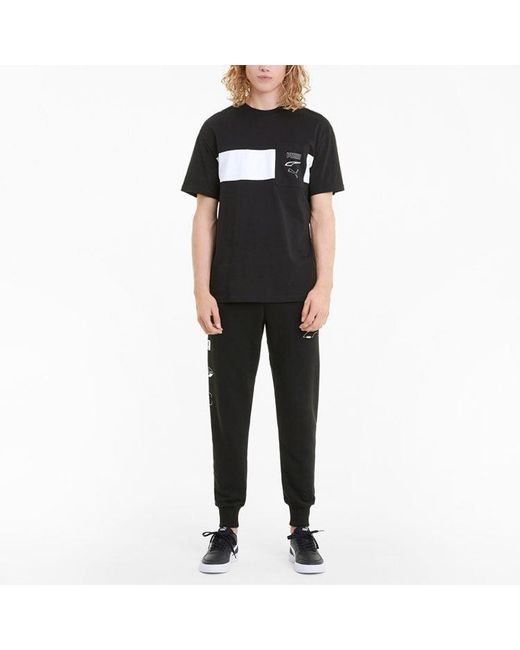 PUMA Black Rebel Crew Neck Short Sleeve T-Shirt for men