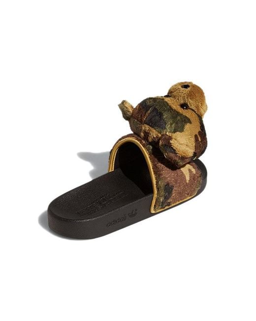 Adidas Brown Jeremy Scott X Adilette Slide 'Camo Teddy' for men