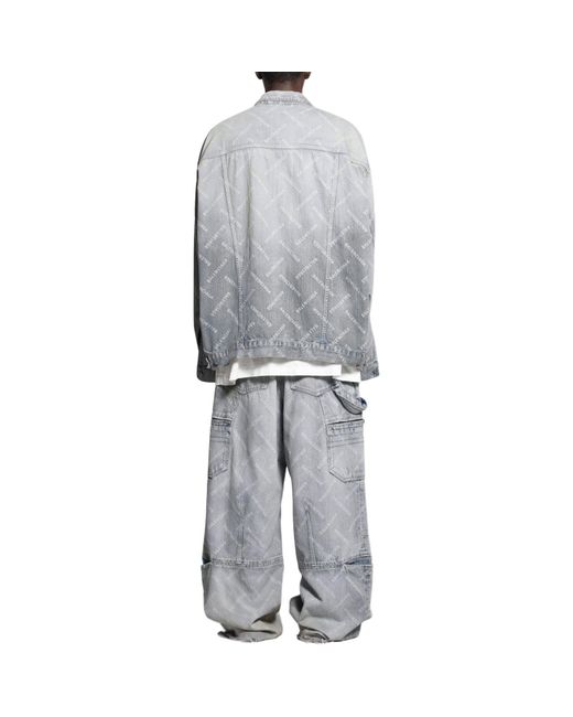 Balenciaga Gray Bal Diagonal Allover Cargo Pants 'Light' for men