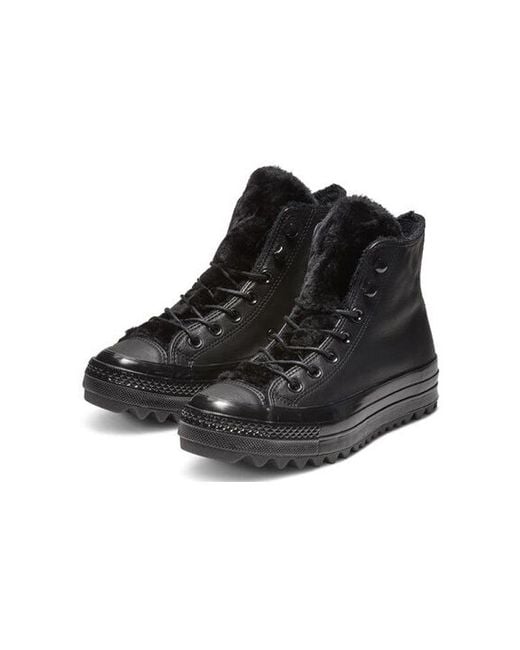 Converse Black (Wmns) Chuck Taylor All Star Street Warmer Ripple High Top Thick Sole