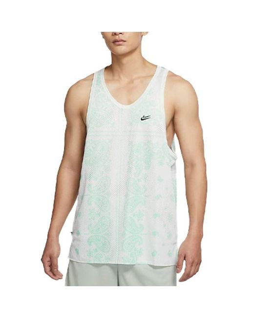 Nike Blue Dri-Fit Casual Breathable Cashew Sleeveless Vest for men