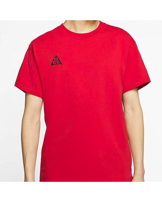 Nike Red Acg Small Logo Casual Short Sleeve Large for men