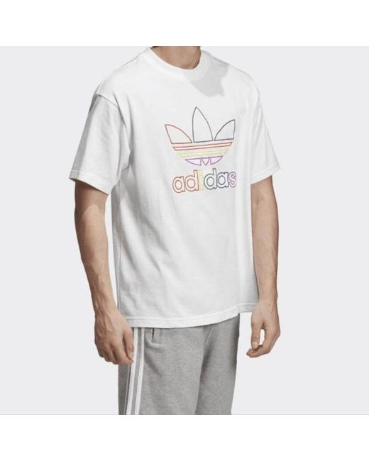 Adidas White Originals Pride Tee Logo Short Sleeve for men