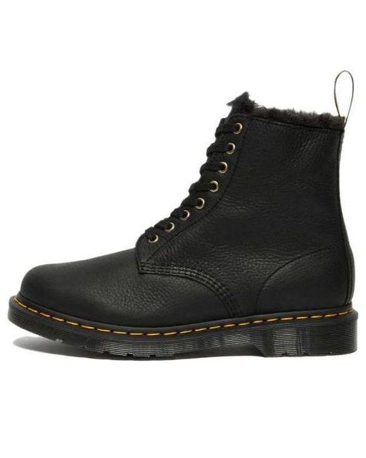 Dr. Martens Black 1460 Pascal Fur Lined Ankle High Top Retro Martin Boots