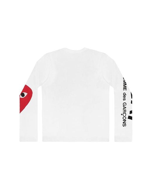 COMME DES GARÇONS PLAY White Kawakubo Rei Large Love Logo Round Neck Long Sleeves for men