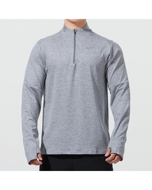 Nike Blue Nk Df Elmnt Top Hz Casual Breathable Half Zipper Sports Long Sleeves Light for men