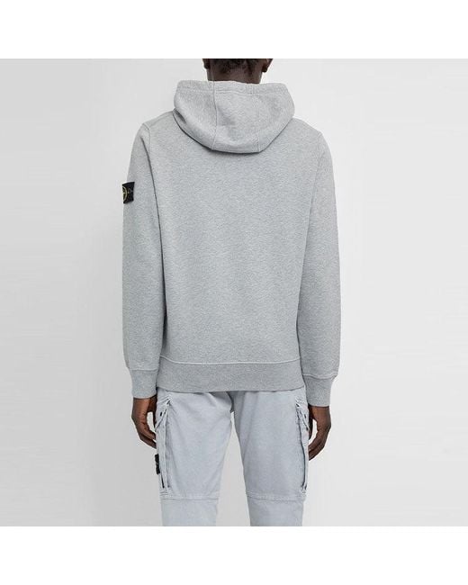 Stone Island Gray Popover Hoodie 'Melange' for men