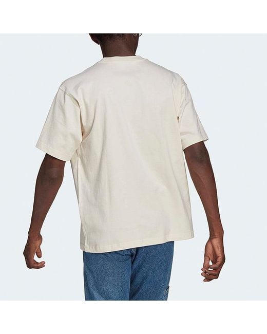 Adidas White Originals Logo Embroidered Solid Color Sports Round Neck Short Sleeve Couple Style