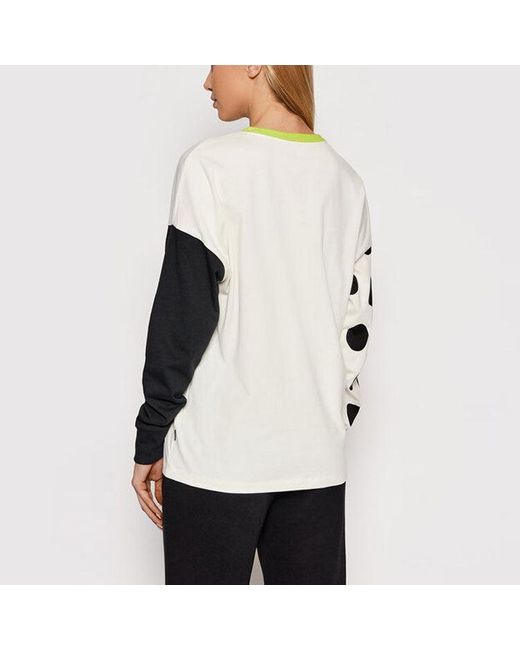 Converse White (Wmns) Large Logo Printing Splicing Contrasting Colors Loose Round Neck Long Sleeves T-Shirt