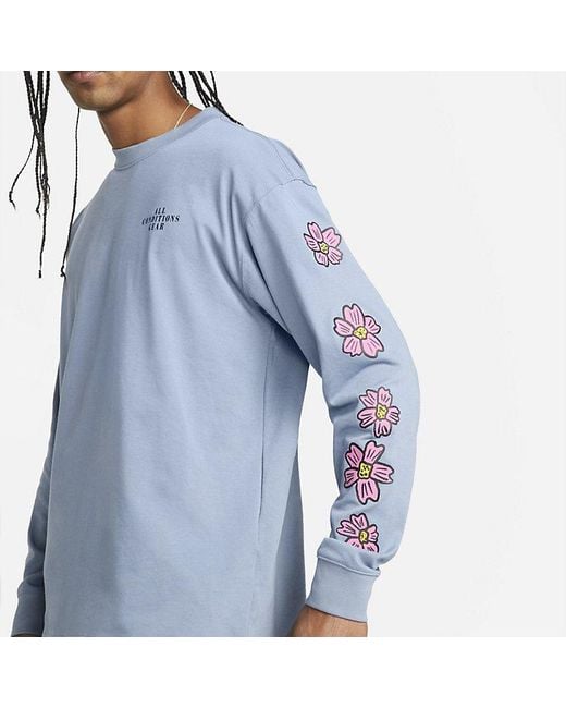 Nike Blue Acg Long Sleeve Flower Tee 'Ashen Slate' for men