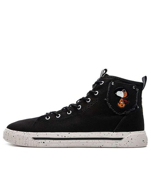Anta Black X Snoopy High Top Canvas Shoes for men