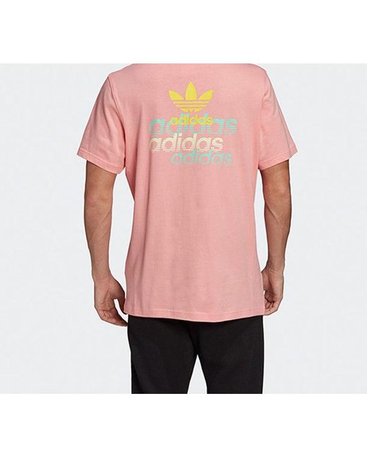 Adidas Pink Originals Front Back Tee Sports Short Sleeve for men