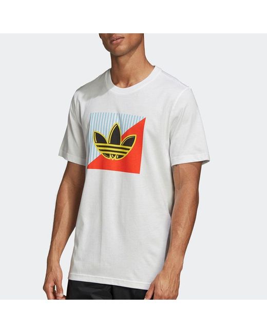 Adidas White Originals Logo Round Neck Training Breathable Short Sleeve for men
