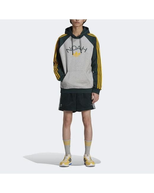 Adidas Gray Originals X Noah Crossover 3-Stripes Logo Printing Colorblock Pullover for men