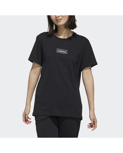 Adidas Black (Wmns) Neo C+ Tee Logo Embroidered Loose Breathable Sports Short Sleeve
