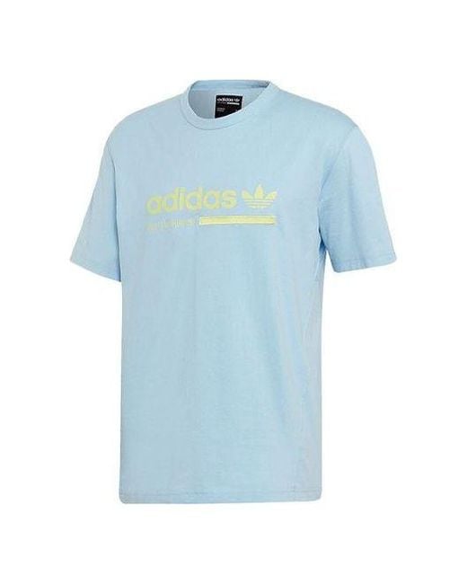 Adidas Blue Originals Logo Sports Round Neck Short Sleeve for men