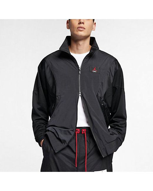 Nike Black Sports Stand Collar Windproof Woven Jacket for men