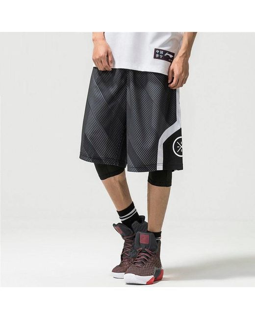 Li-ning Blue Way Of Wade Logo Basketball Shorts for men