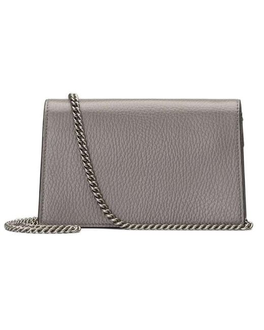 Gucci Gray (Wmns) Dionysus Tiger Head Leather Chain Shoulder Messenger Bag Mini Classic