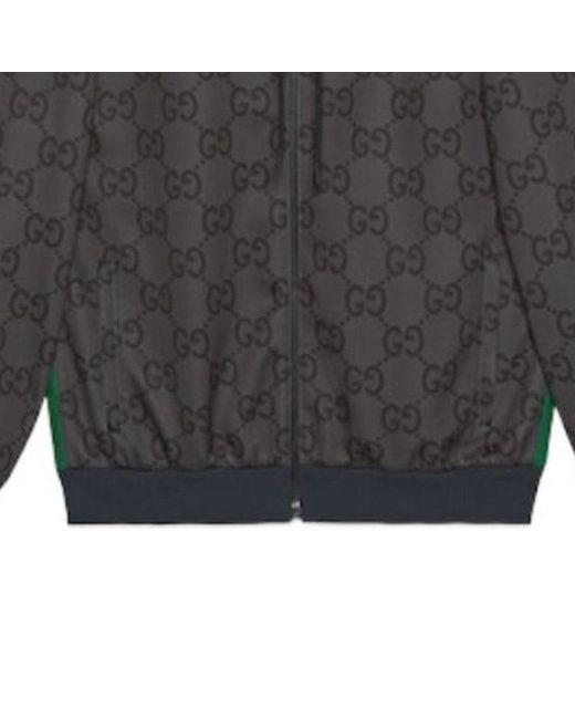 Gucci Gray Jumbo Gg Zip Jacket With Web Dark' for men