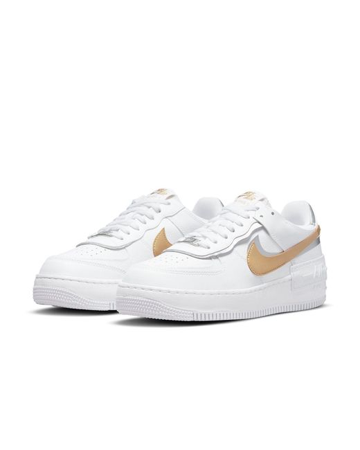 Nike White (Wmns) Air Force 1 Shadow Metallic'