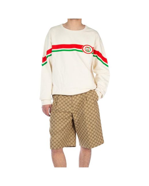 Gucci White Striped Printed Pullover Long Sleeve for men