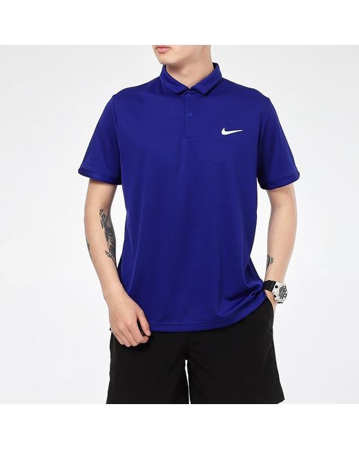 Nike Blue Running Training Sports Quick Dry Breathable Short Sleeve Polo Shirt for men