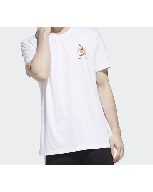 Adidas White Neo Donald Duck Sports Round Neck Short Sleeve for men